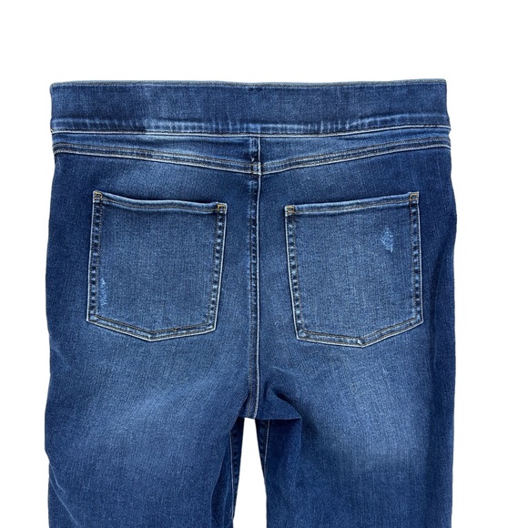 SPANX Skinny Distressed Jeans Pull On Raw Hem Blue - Picture 7 of 8